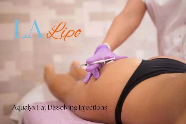 Woman having fat dissolving injections Surrey on thighs