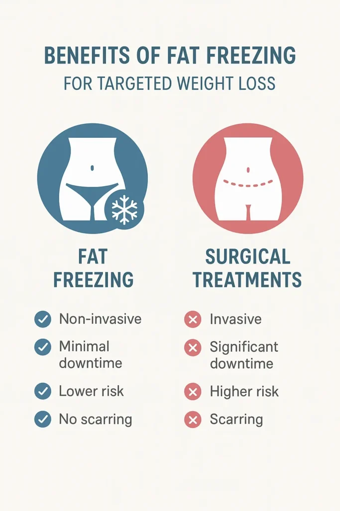 graphic showing the benefits of fat freezing Surrey