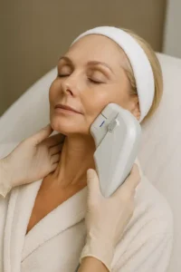 Woman receiving HIFU non surgical facelift treatment Surrey